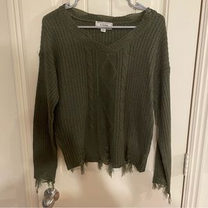 NO COMMENT Sweater- Army Green Drop HoBo Shoulder- Size XL